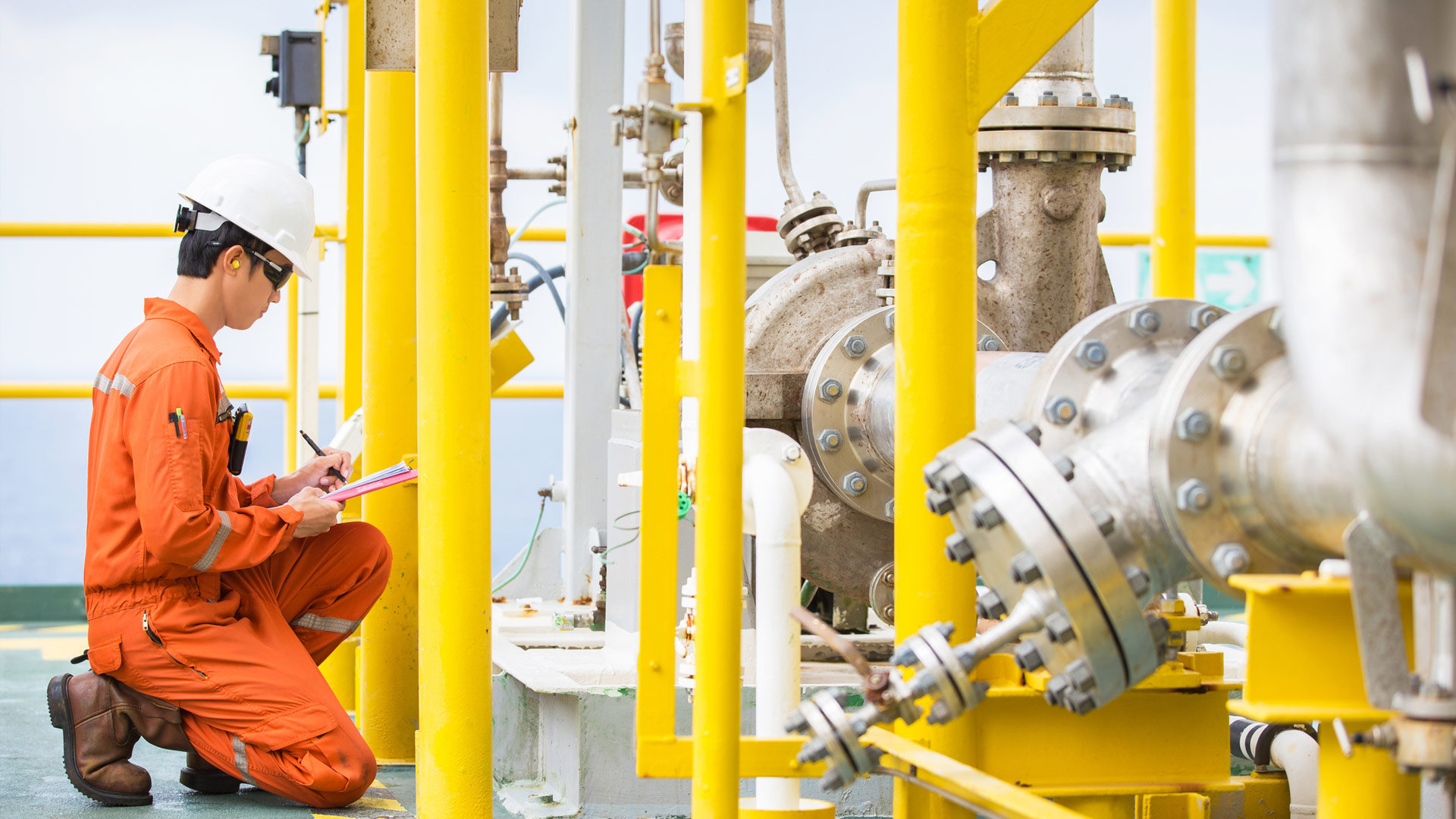 Engineer inspecting gas equipment